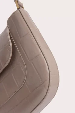 Miranda Taupe Maxi Croco Embossed Leather