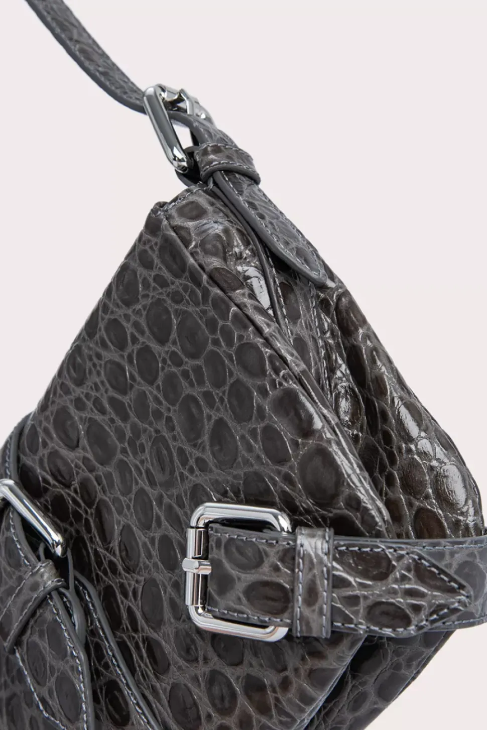 Murphy Cement Circular Croco Embossed Leather