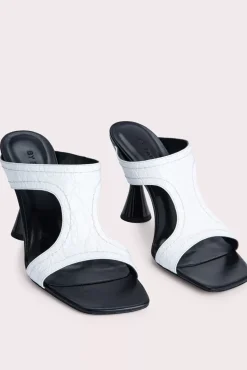 Nadia Optic White Circular Croco Embossed Leather