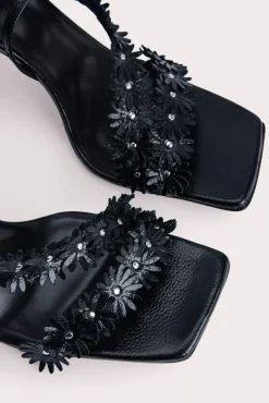 Poppy Black Gloss Grained Leather