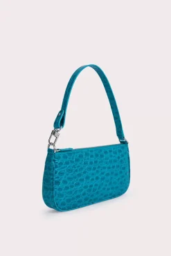 Rachel Azur Circular Croco Embossed Leather