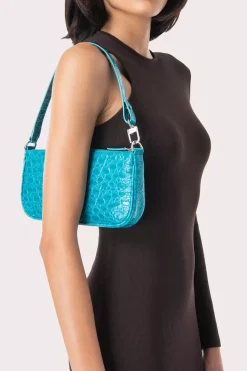 Rachel Azur Circular Croco Embossed Leather