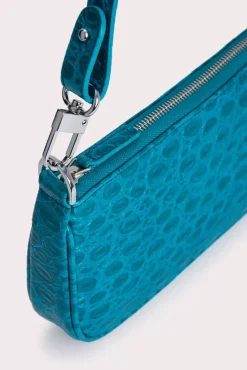 Rachel Azur Circular Croco Embossed Leather