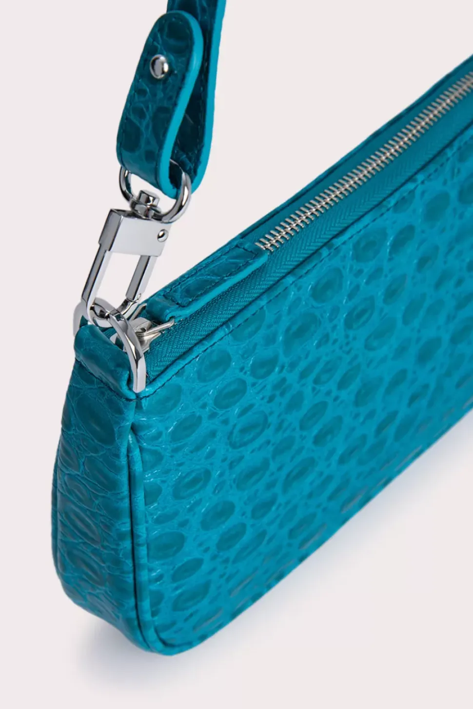 Rachel Azur Circular Croco Embossed Leather