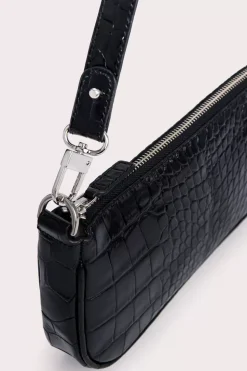 Rachel Black Croco Embossed Leather