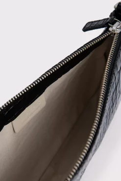 Rachel Black Croco Embossed Leather