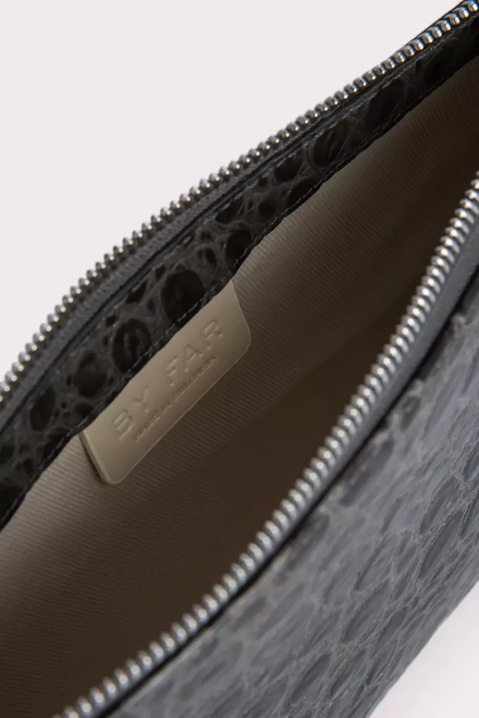Rachel Cement Circular Croco Embossed Leather