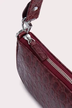 Rachel Wine Circular Croco Embossed Leather