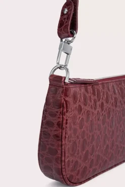 Rachel Wine Circular Croco Embossed Leather