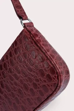 Rachel Wine Circular Croco Embossed Leather