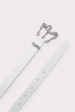 Ribbon White Semi Patent Leather