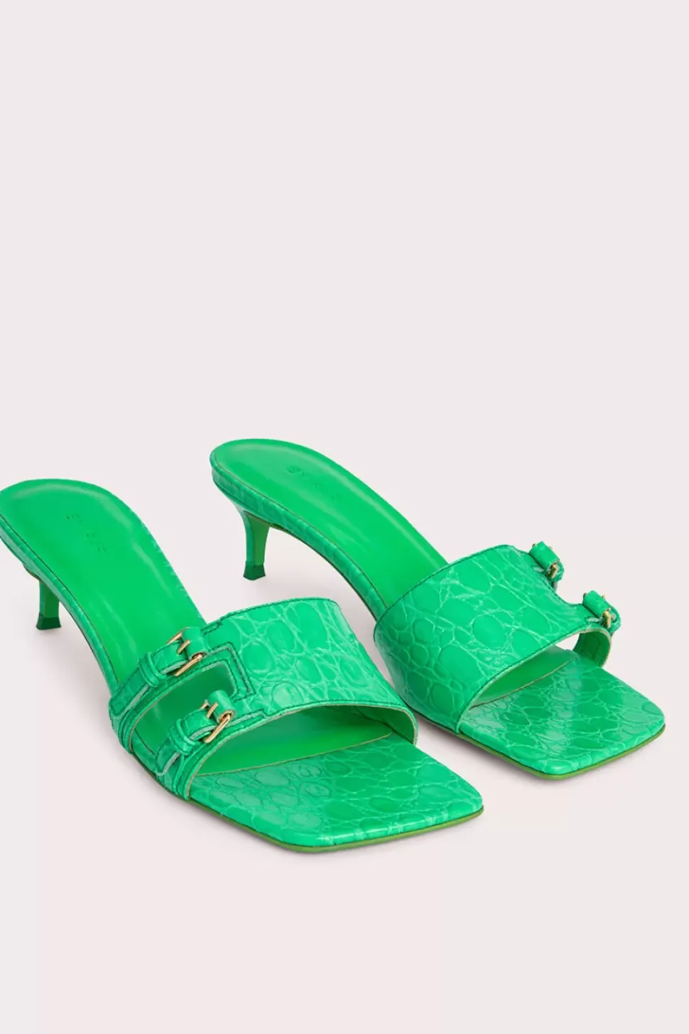 Roni Super Green Circular Croco Embossed Leather