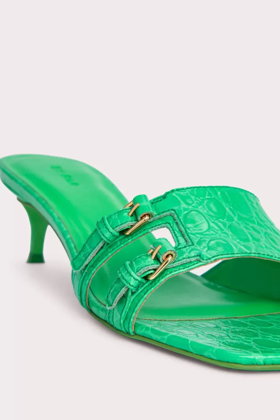 Roni Super Green Circular Croco Embossed Leather