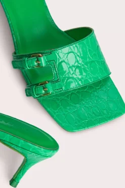 Roni Super Green Circular Croco Embossed Leather
