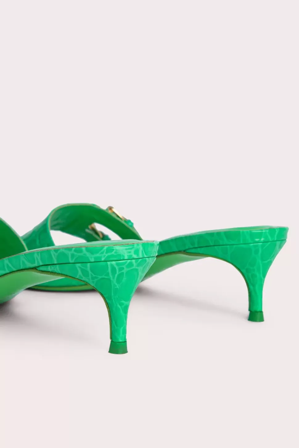 Roni Super Green Circular Croco Embossed Leather