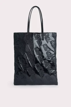 Slim Tote Black Embossed Shellsuit Fabric And Leather