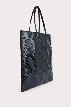 Slim Tote Black Embossed Shellsuit Fabric And Leather