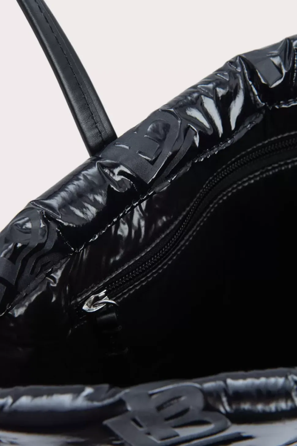 Slim Tote Black Embossed Shellsuit Fabric And Leather