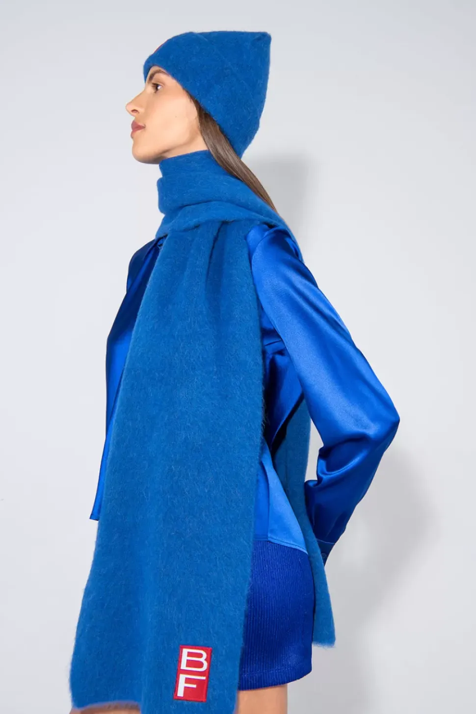 Solid Scarf Deep Blue Alpaca