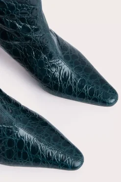 Stevie 42 Petrol Circular Croco Embossed Leather