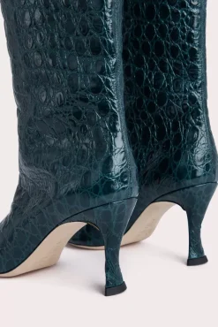 Stevie 42 Petrol Circular Croco Embossed Leather