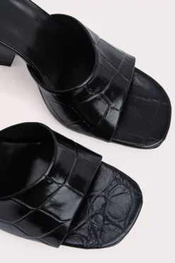 Tais Black Maxi Croco Embossed Leather