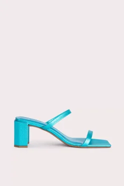 Tanya Aqua Metallic Grain Leather