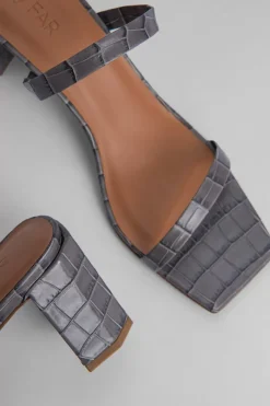 Tanya Grey Croco Embossed Leather