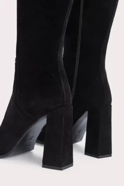 Tia Black Suede Leather