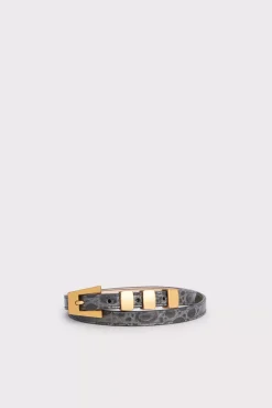 Vic Cement Circular Croco Embossed Leather