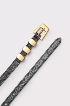 Vic Cement Circular Croco Embossed Leather