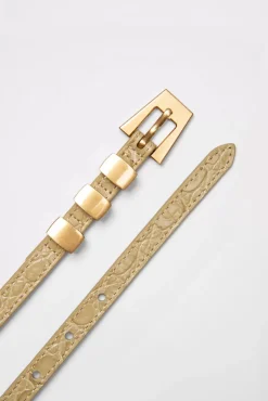 Vic Flax Circular Croco Embossed Leather