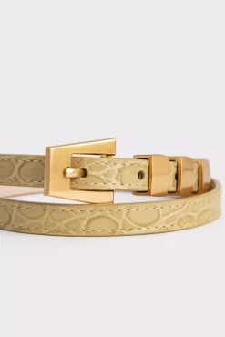 Vic Flax Circular Croco Embossed Leather