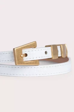 Vic White Lizard Embossed Leather