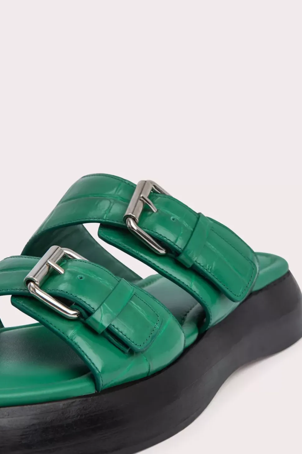 Wyatt Clover Green Maxi Croco And Nappa Leather