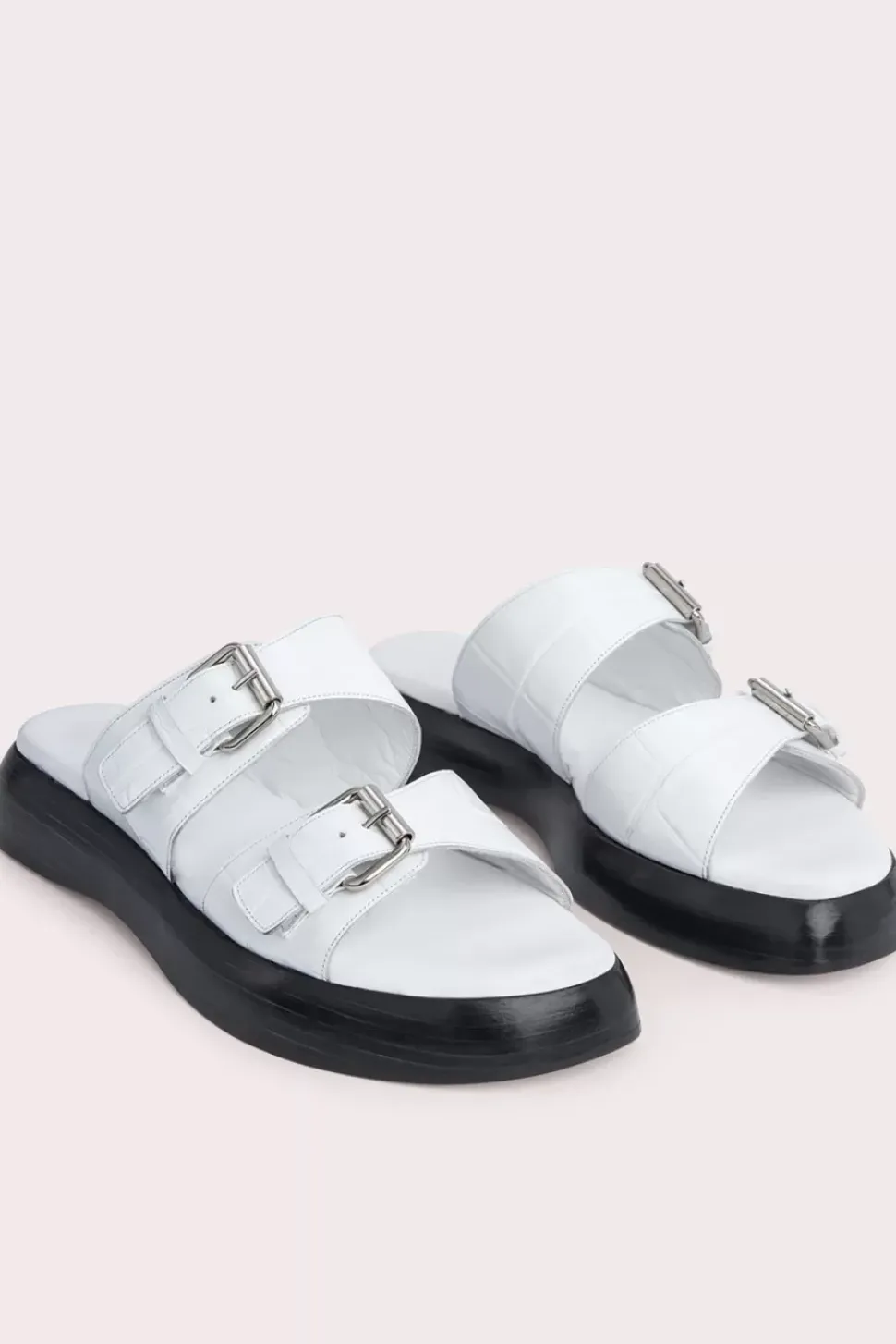 Wyatt White Maxi Croco And Nappa Leather