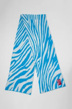 Zebra Scarf Sky Blue Alpaca